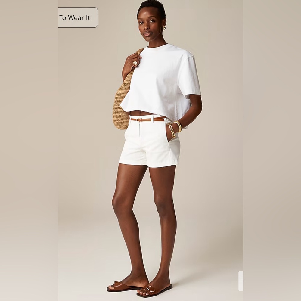 J.CREW Size 4 Classic Casual Chino 4in Stretch White